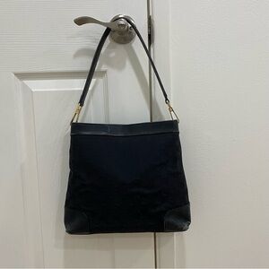 💯 Authentic Vintage Gucci Black GG Canvas & Leather Hobo Shoulder Bag